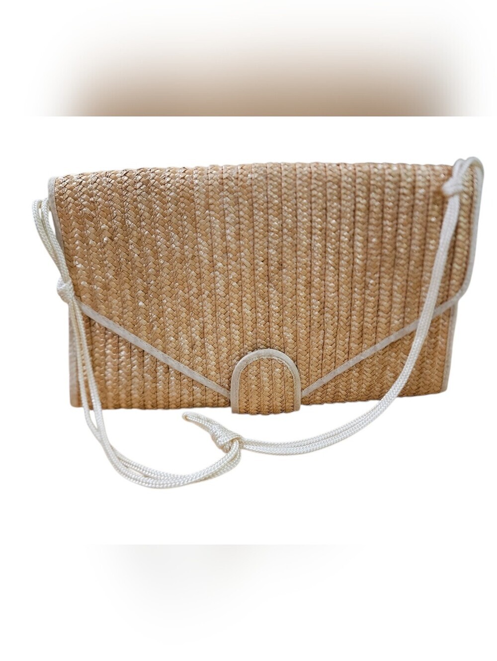 Vintage Magid Straw Envelope Clutch Crossbody Bag NWT